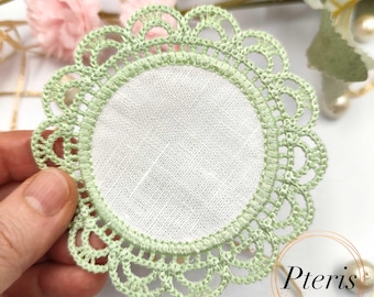 FSL Lace Coaster Machine Embroidery Design, 4x4 Hoop, Fabric Insert Mug Rug