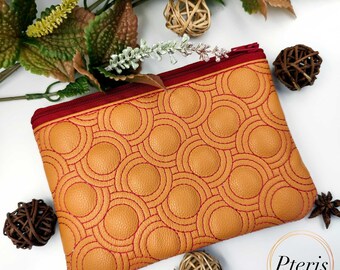 Quilted Zipper Pouch: Geometric Embroidery Design (5x7, 6x10, 7x12 hoop)