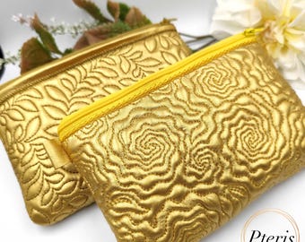 ITH Quilted Floral Makeup Bag Embroidery Design, Fully Lined Zipper Pouch Project