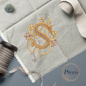 Capital Letter S French Wedding Monogram Machine Embroidery Design - 5sizes - 4x4 and 7x5 Hoop