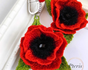 3D Poppy Flower Earrings Machine Embroidery Design FSL (4x4 Hoop)