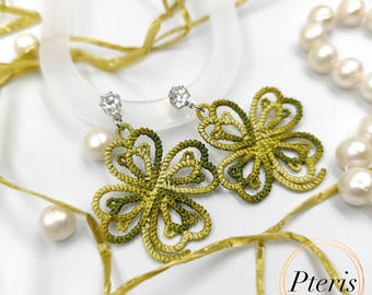 FSL Clover Earrings – Tatting Style Machine Embroidery Design, Shamrock Pendant Free Standing Lace