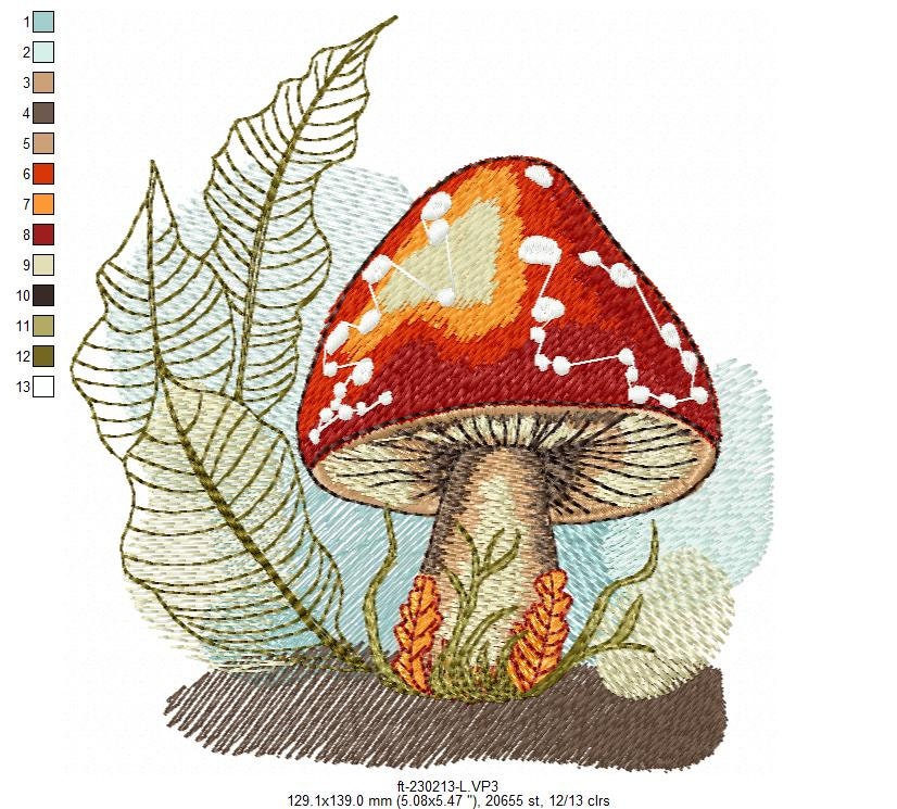 A Mushroom Machine Embroidery Design. Embroidery Pattern Home