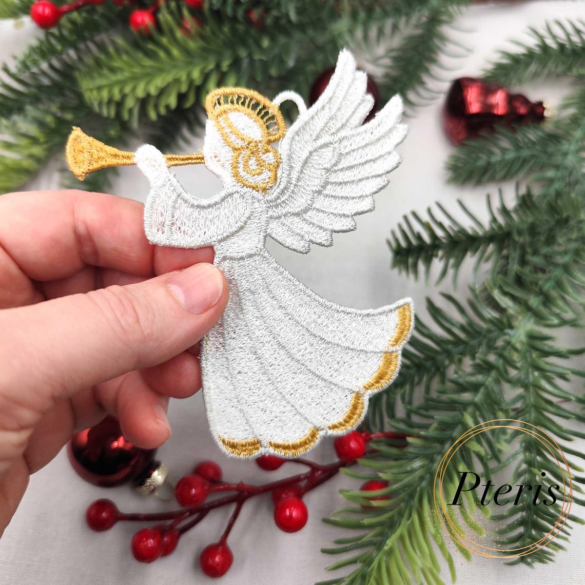 FSL Angel Machine Embroidery Design Christmas Window Tree Decoration 3 ...