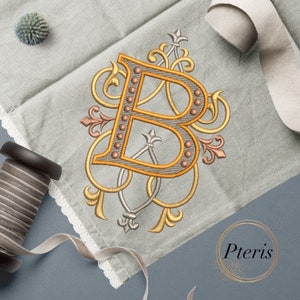 Großbuchstabe B Französisches Hochzeitsmonogramm Maschinenstickerei - 5Größen
