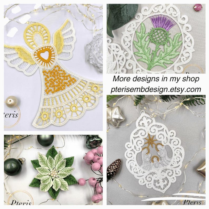 FSL Angel Machine Embroidery Design Christmas Window Tree Decoration 3 ...