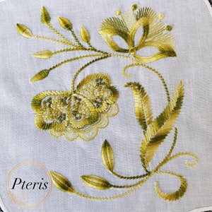 ビクトリア朝の花のデジタル機械刺繍デザイン - 家庭や衣服の装飾のためのヴィンテージの花のモチーフ - 即時ダウンロード - 3 つのサイズ