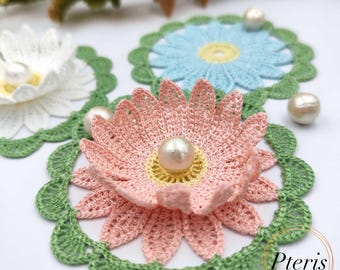 3D Daisy Crochet Style Doily: Gerbera Embroidery Design (4x4 Hoop)