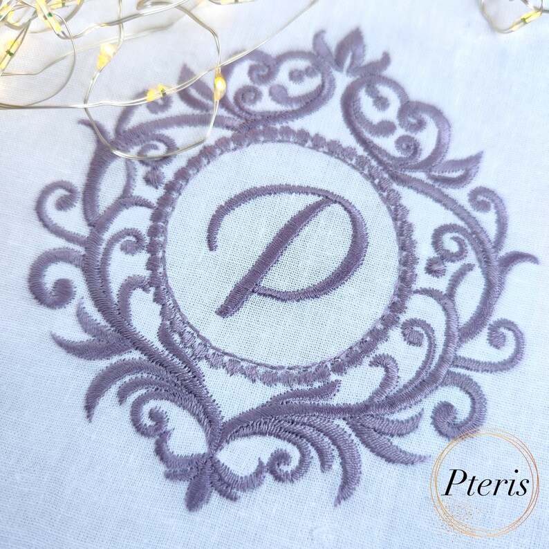 Blank Rococo Letter Delicate Rococo Blank Monogram Frame Machine Embroidery Design- 4 Sizes ...