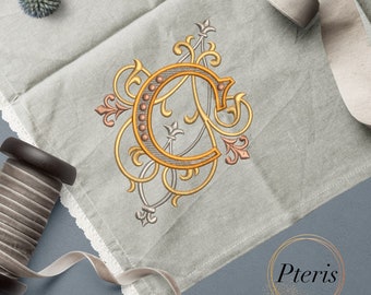 Capital Letter C French Wedding Monogram Machine Embroidery Design - 5sizes - 4x4 and 7x5 Hoop