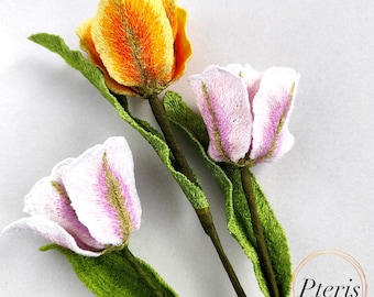 3D Tulip Machine Embroidery Design: FSL Flower, 4x4 5x5 Hoop (Digital Download)