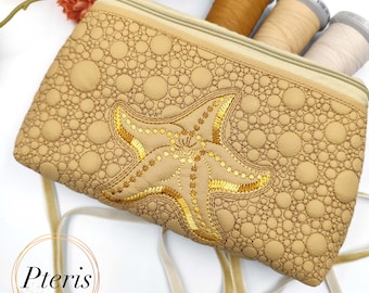 Starfish Zipper Pouch Embroidery Design, Zipper Cosmetic Bag 5x7, 6x10, 7x12 hoop