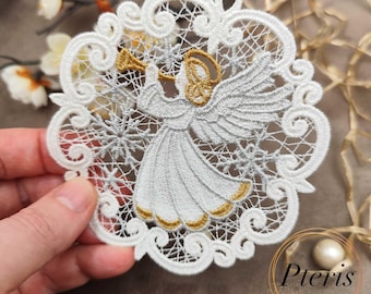 Free Standing Lace Angel Embroidery Design, 4x4 Hoop Christmas Ornament (Instant Download)