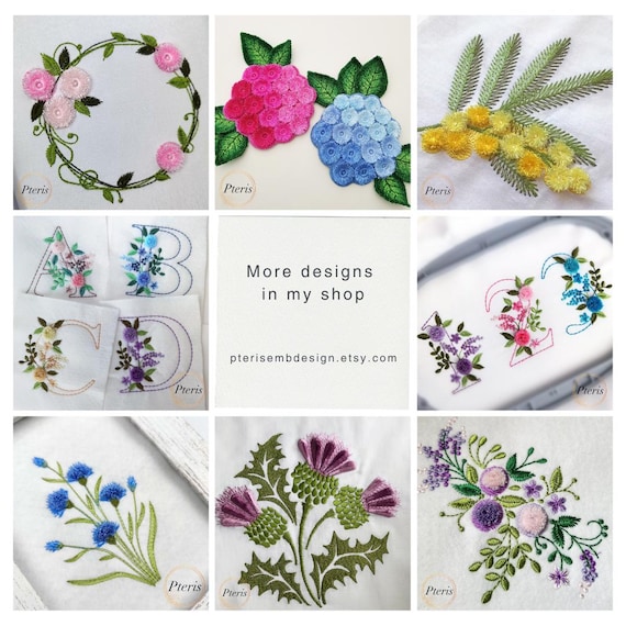ヤグルマギクの花、ふわふわのフリンジ付きシェニール機械刺繍、3