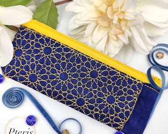 Quilted Zipper Pencil Case Machine Embroidery Design: In-the-Hoop Project (5x7, 6x10 Hoop) (Digital Download