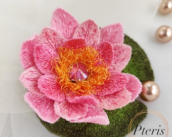 Water Lily 3D Flower Machine Embroidery Design: FSL Jewelry Motif (4x4)