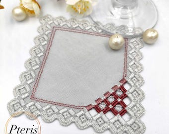 Hardanger Lace Cocktail Napkin Embroidery Design, Cutwork Doily (Digital Download)