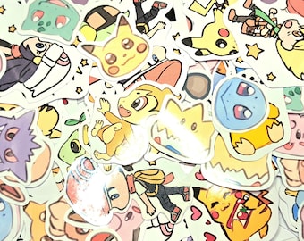 Adesivos fofos de anime Poke - brilhantes, vinil, à prova d'água
