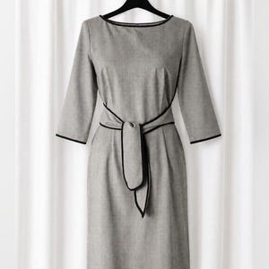 black and white church dresses HAJWOH Light Gray Dress for for Women 2025 L Elegantes Flowy Puff Sleeve Long Casual Church Dresses Y2k Formal Dresses with Belt Light Gray L Church Apparel Vintage Church Dresses for Women