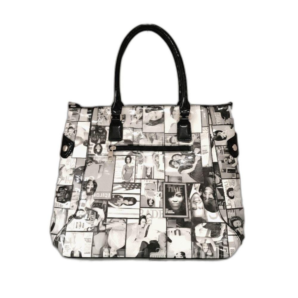 Stylish Black and White Magazine Print Women\'s Bag AMY&JOEY Glossy magazine cover collage crossbody bag purses  main image 4