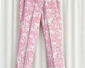 Lilly Pulitzer Rare Run for the Roses Rhino Floral Rosa Vita Pique Ankelbyxor