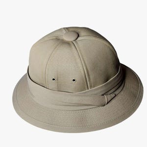 United Hatters Union Khaki-hoed met knoopsluiting en semi-harde rand in safaristijl