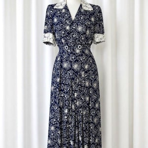Navy Blue Tea Length Dress - Etsy