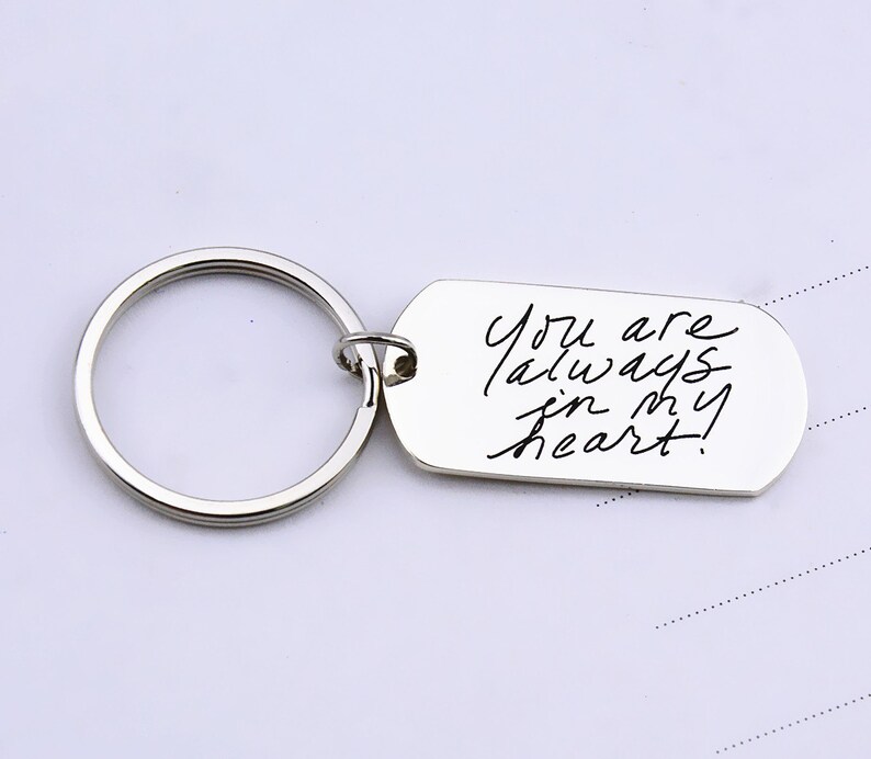 Handwriting Dog tag KeyChain,Signature Dog tag KeyChain,Personalized Engraved Keychain,Silver Keychain,Custom Keychain,Keepsake