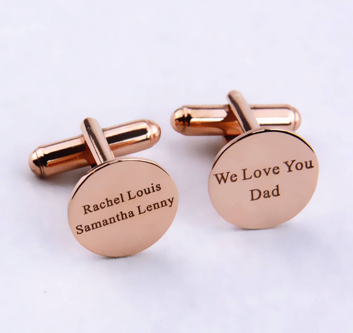 Gemelos de boda personalizados de oro rosa gemelos de ...