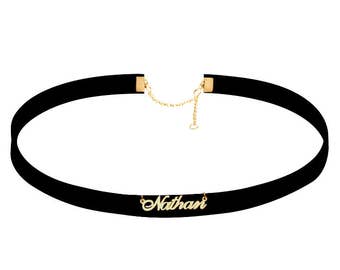 Gold Name Choker,Custom Name Choker,Personalized Black Velvet Name Choker,Name Pendant Choker,Feminist Choker,Gift for Her