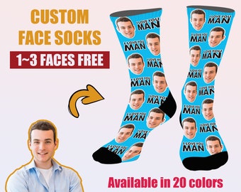 Personalized Face Socks, Custom Photo Socks With Man Face, Photo Socks, Funny Face Socks Gift, Put Any Face And Text On the Socks - S004