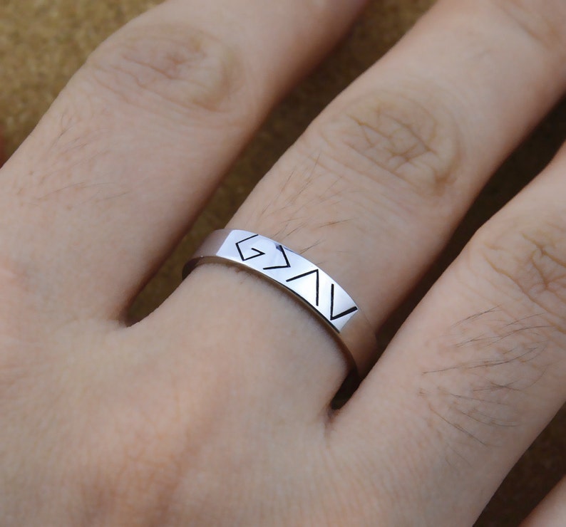 God Is Greater Than The Highs And Lows Ring,Engraved Ring,Silver Ring,Men Gift,Unique Rings,Specific Symbols Ring,Charm Rings,God Rings R020