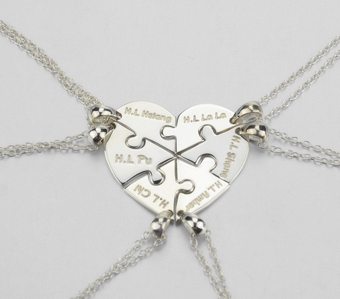 Heart Puzzle NecklaceFamily Necklace6 pieces puzzle Etsy