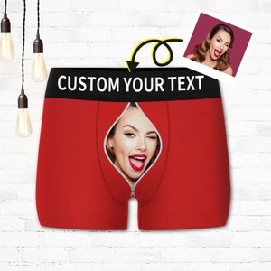 Personalized Boxer Briefs With Picture, Custom Photo Boxer With Text, Custom Underwear For Boyfriend, Face Boxer Briefs For Men B032 image 4