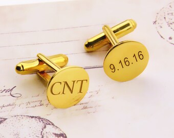 Personalized Cufflinks,Groom Wedding Cufflinks,Engrave Monogram Cufflinks,Date and Initials Cufflinks,Custom Cufflinks,Men Gift C001