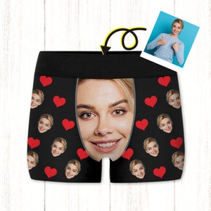 Personalized Face Photo Underwear - Custom Heart Boxer Briefs - Custom Men Briefs - Face on Men's Underwear- Custom Christmas Gift B009