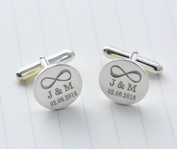Personalizado Mr /& Señora Plateado Novio Boda Regalo Gemelos De Hora Y Fecha