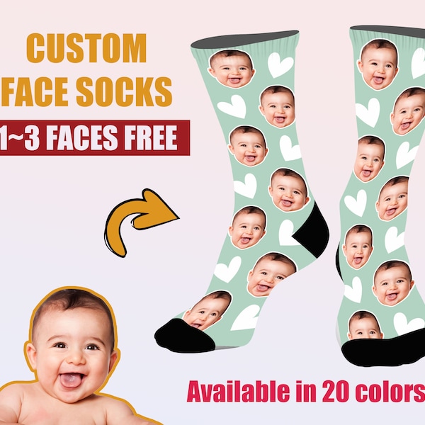 Personalisierte Gesichtssocken, Benutzerdefinierte Foto Socken mit Gesicht, Gesicht auf Socken, Individuell gedruckte Bild Socken, Vatertagsgeschenk, bestes Geschenk für ihn S006