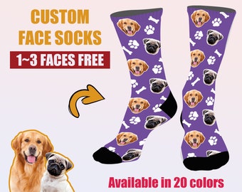 Custom Photo Socks  | Personalized Socks With Dog Faces | Custom Printed Picture For Men | Best Gift For Him Her | Dog Lover Socks - S003