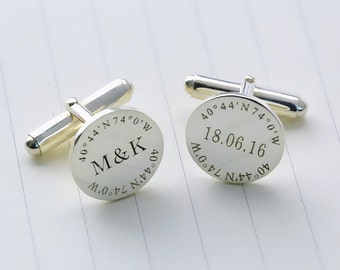 Personalized Groom Wedding Cufflinks,Engraved Cufflinks,Monogram Cufflinks,Wedding Favors,Engagement Gift,Bridesmaid and Groomsman Gift C018