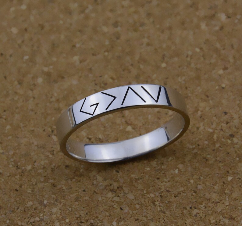 God Is Greater Than The Highs And Lows Ring,Engraved Ring,Silver Ring,Men Gift,Unique Rings,Specific Symbols Ring,Charm Rings,God Rings R020