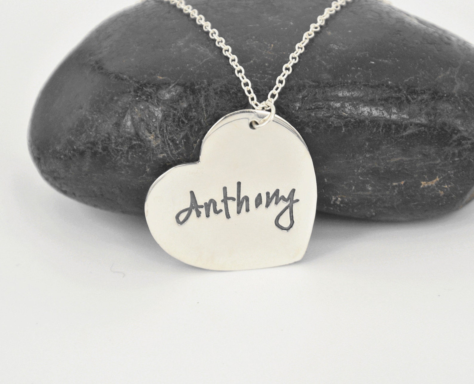 Engraved Signature NecklaceHandwriting NecklaceHeart Etsy