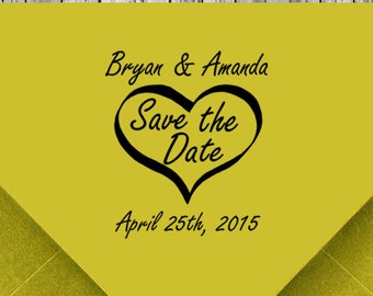 Save the Date Stamp, Self inking Stamp, Personalized Stamp, Heart Stamp, Wedding Stamp