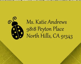 Return Address Stamp, Self Inking Address Stamp, Custom Address Stamp, Ladybug Stamp