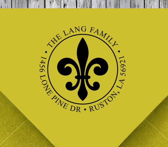 Self-inking Address Stamp, Monogram Stamp, Return Address Stamp, Fleur De Lis Stamp