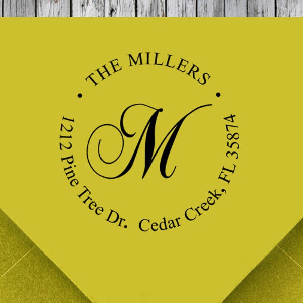 Custom Family Name Monogram Self-Inking Address Stamp
