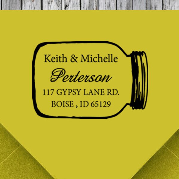 Mason Jar Return Address Stamp, Personalized Self-Inking Stamp