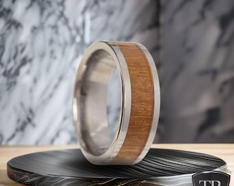 8 mm Rowan Wood Mens Wedding Band, Mens Ring, Wood Mens Wedding Ring, Men's Ring in Wood/Tungsten, mens anniversary ring, mens wood rings.