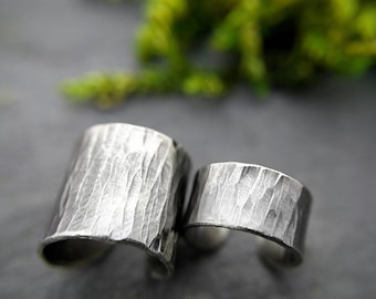 Bark Textured Sterling Silver Ear Cuff, Sized for Your Upper Helix. Perfect for Non-Pierced Ears