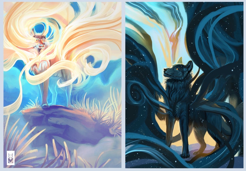 Mural Single or Together Poster A3 Poster Art Print Daybreaker /& Nighttaker Wall decor